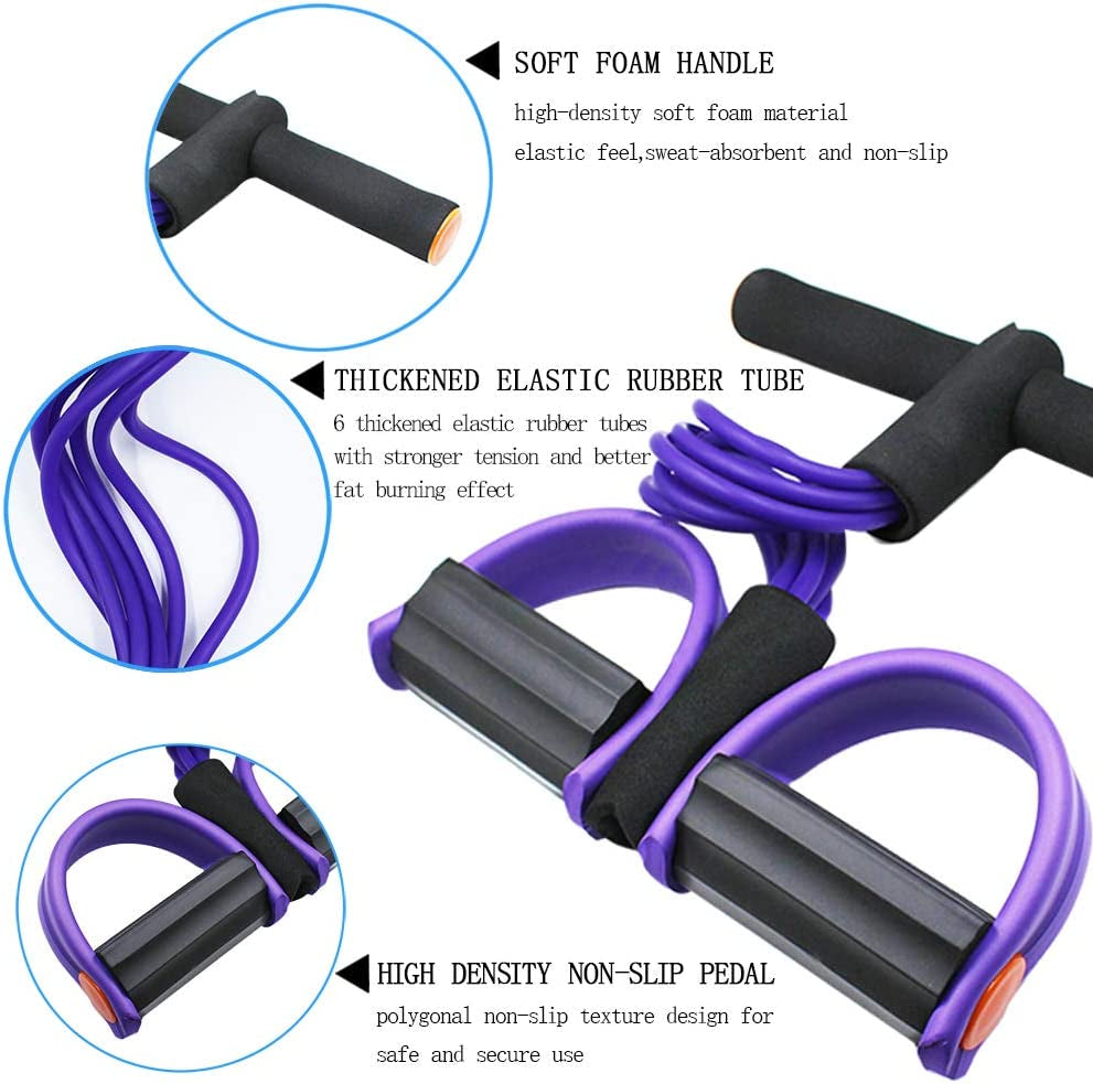 Multifunctional 6-Tube Tension Rope: Elastic Yoga Pedal Puller Resistance Band, Natural Latex Fitness Equipment for Abdomen, Waist, Arm, Leg Training & Slimming