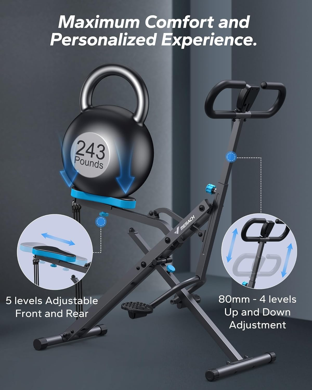 2-in-1 Squat and Rowing Machine R07: Foldable, Easy-to-Set-Up Home Exercise Equipment for Glutes and Leg Workouts