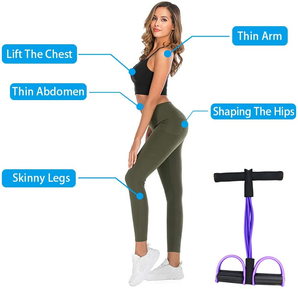 Multifunctional 6-Tube Tension Rope: Elastic Yoga Pedal Puller Resistance Band, Natural Latex Fitness Equipment for Abdomen, Waist, Arm, Leg Training & Slimming