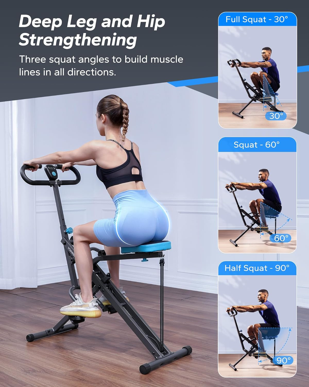 2-in-1 Squat and Rowing Machine R07: Foldable, Easy-to-Set-Up Home Exercise Equipment for Glutes and Leg Workouts
