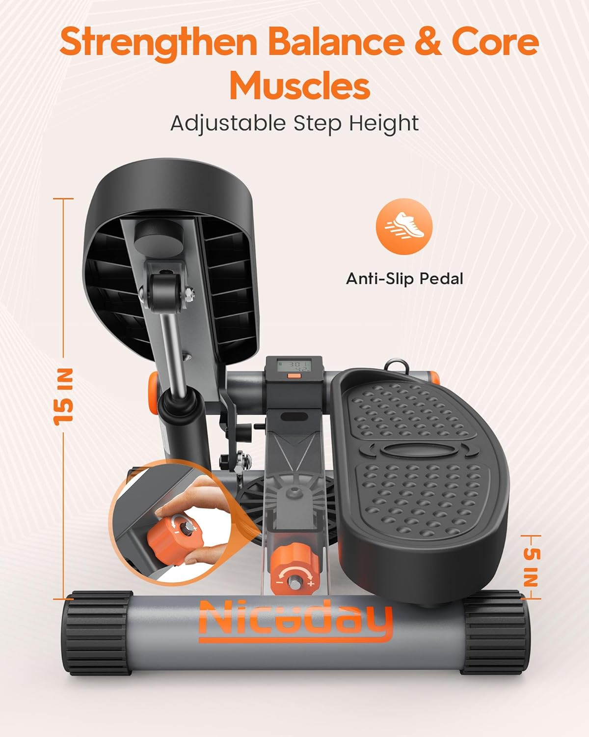 Mini Stepper: Exercise Stair with Resistance Bands, 300LBS Capacity & LCD Monitor