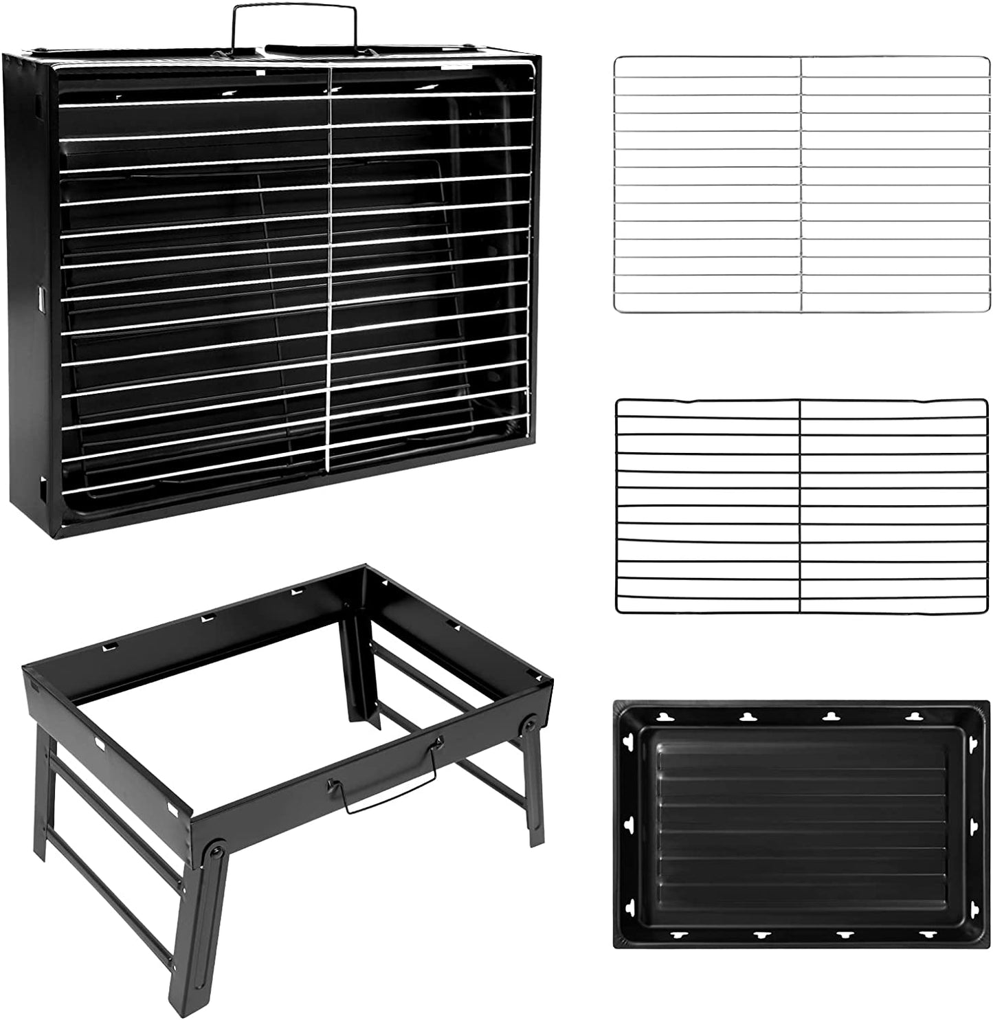 Folding Portable Charcoal Grill - Lightweight BBQ for Outdoor Cooking, Camping, Picnics & Tailgating (Medium)