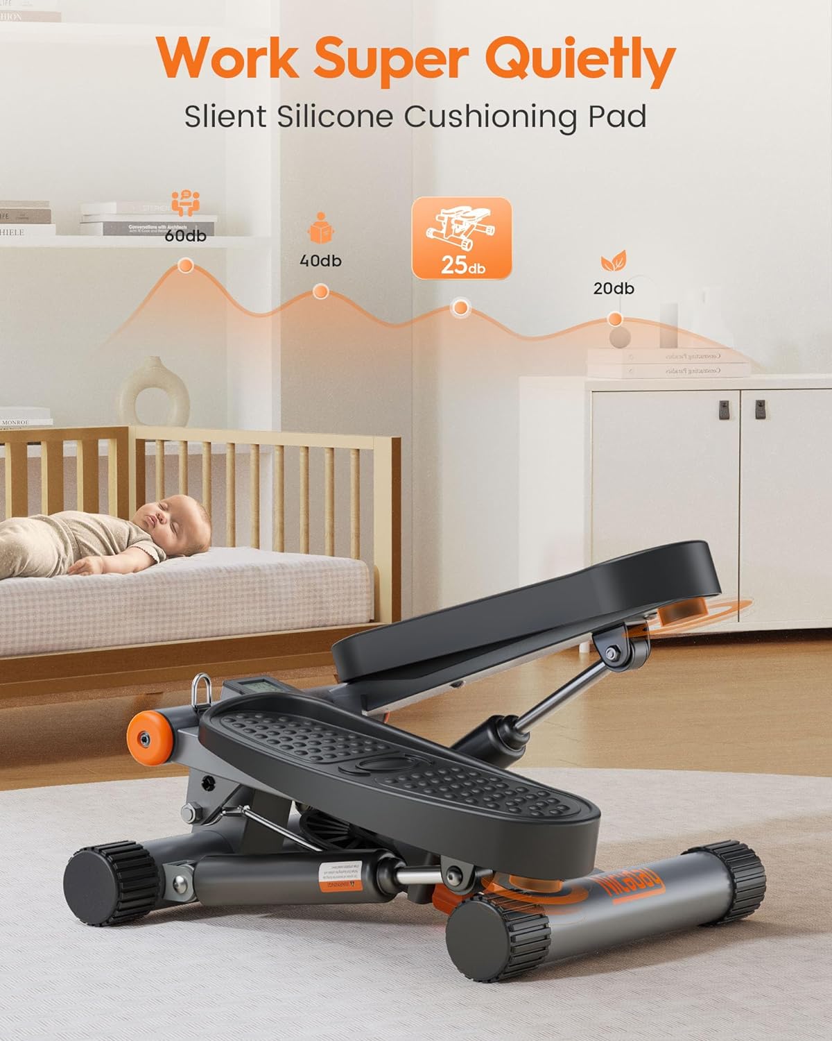 Mini Stepper: Exercise Stair with Resistance Bands, 300LBS Capacity & LCD Monitor