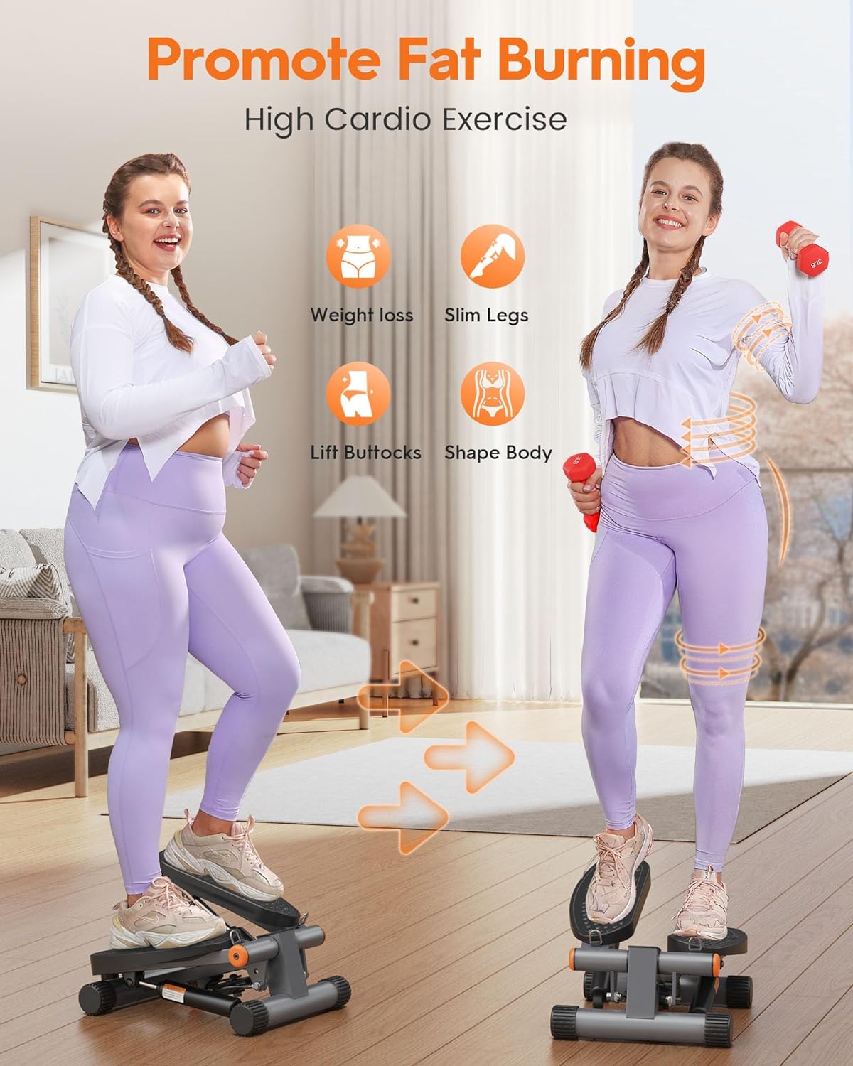 Mini Stepper: Exercise Stair with Resistance Bands, 300LBS Capacity & LCD Monitor