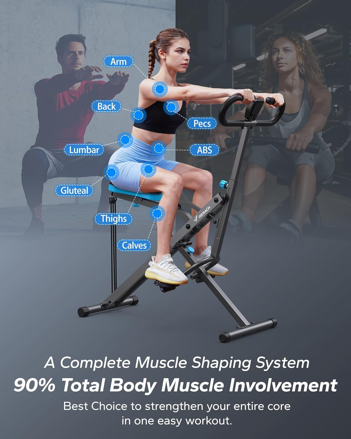2-in-1 Squat and Rowing Machine R07: Foldable, Easy-to-Set-Up Home Exercise Equipment for Glutes and Leg Workouts