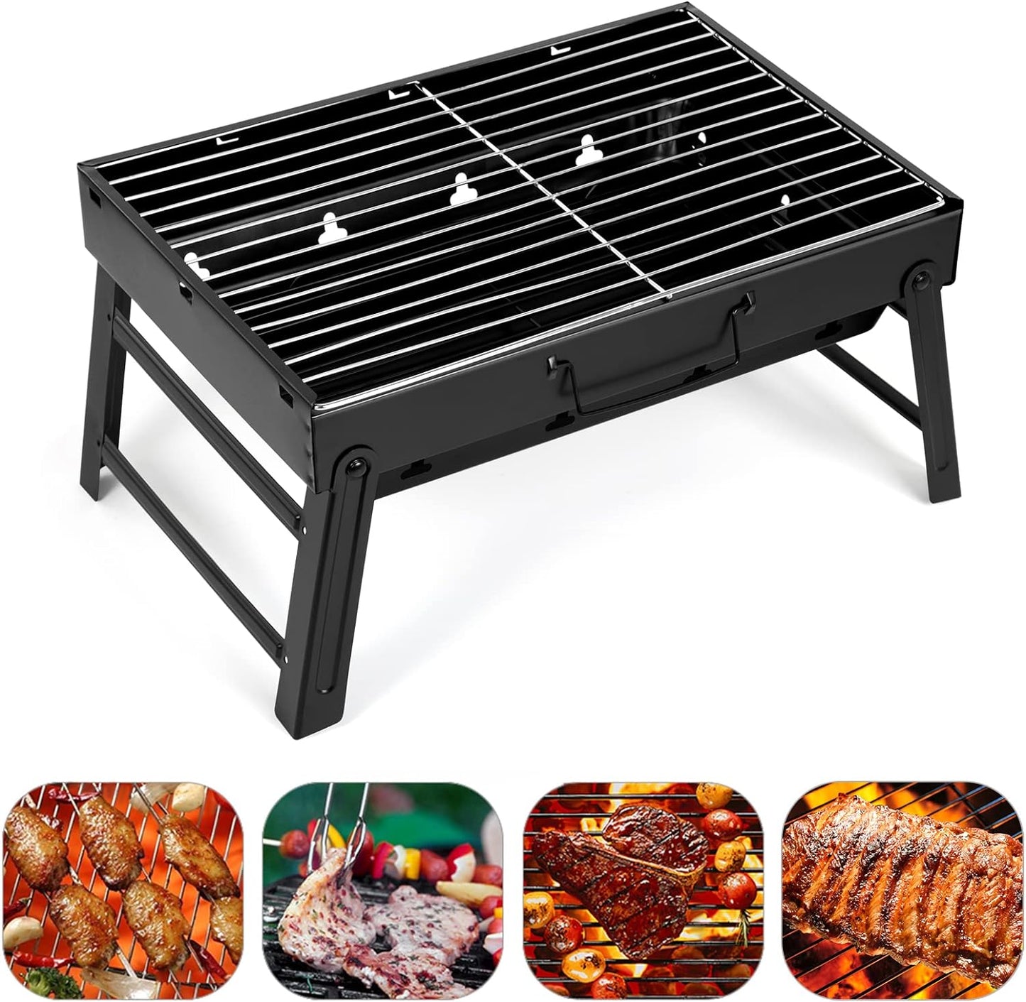 Folding Portable Charcoal Grill - Lightweight BBQ for Outdoor Cooking, Camping, Picnics & Tailgating (Medium)