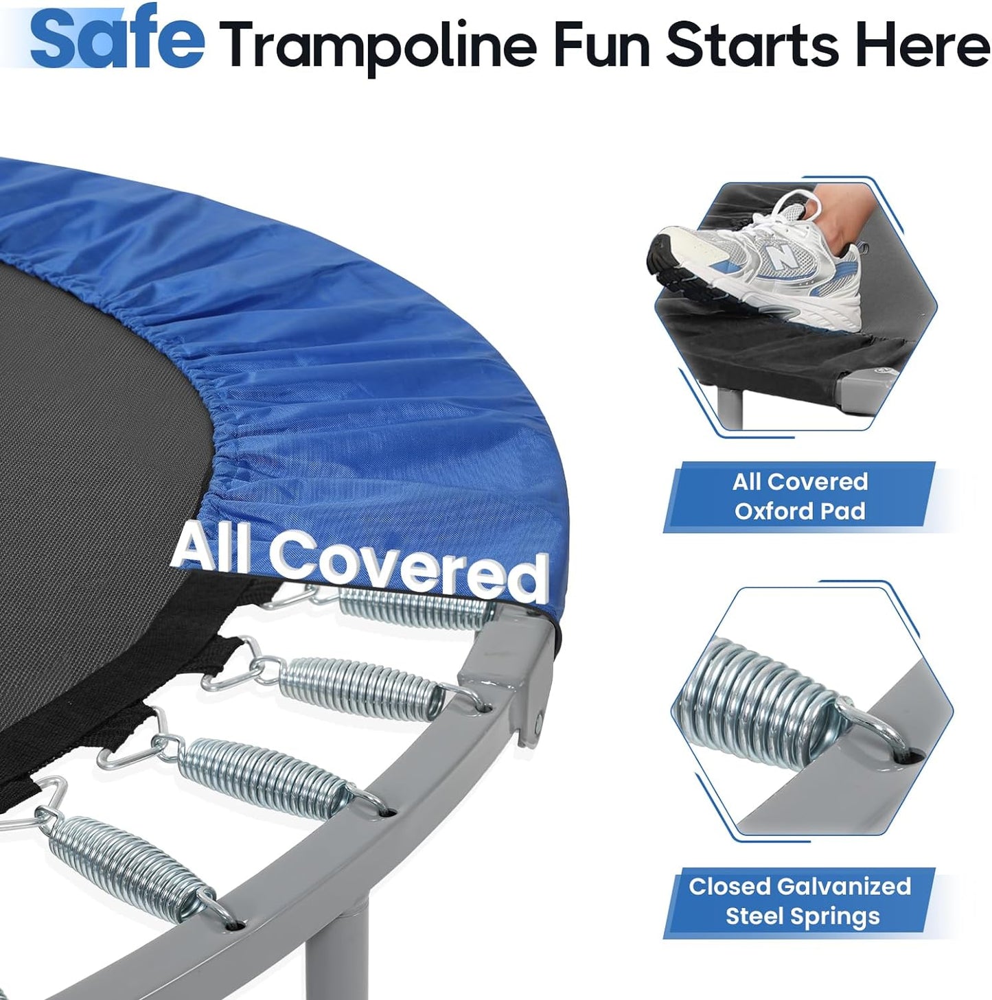 Foldable Mini Trampoline for Adults: 40/48-Inch, Adjustable Foam Handle, Max Load 330/440 Lbs - Ideal for Indoor/Garden Fitness Workouts