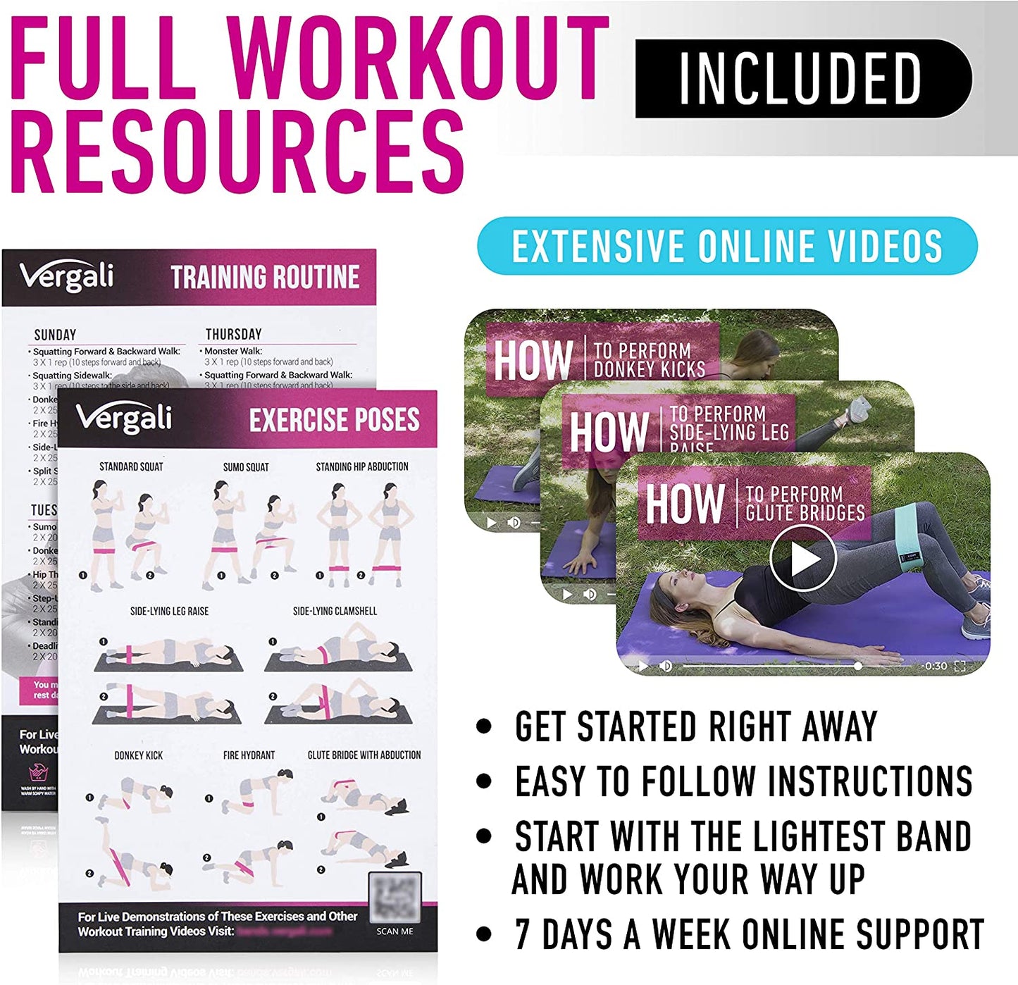 Fabric Resistance Bands Set of 4 for Booty, Hip & Thigh Workouts - Includes Exercise Guide for Men & Women