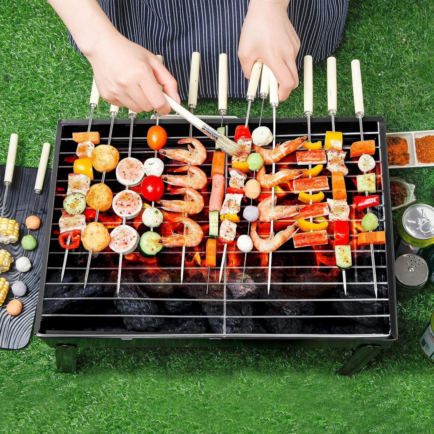 Folding Portable Charcoal Grill - Lightweight BBQ for Outdoor Cooking, Camping, Picnics & Tailgating (Medium)