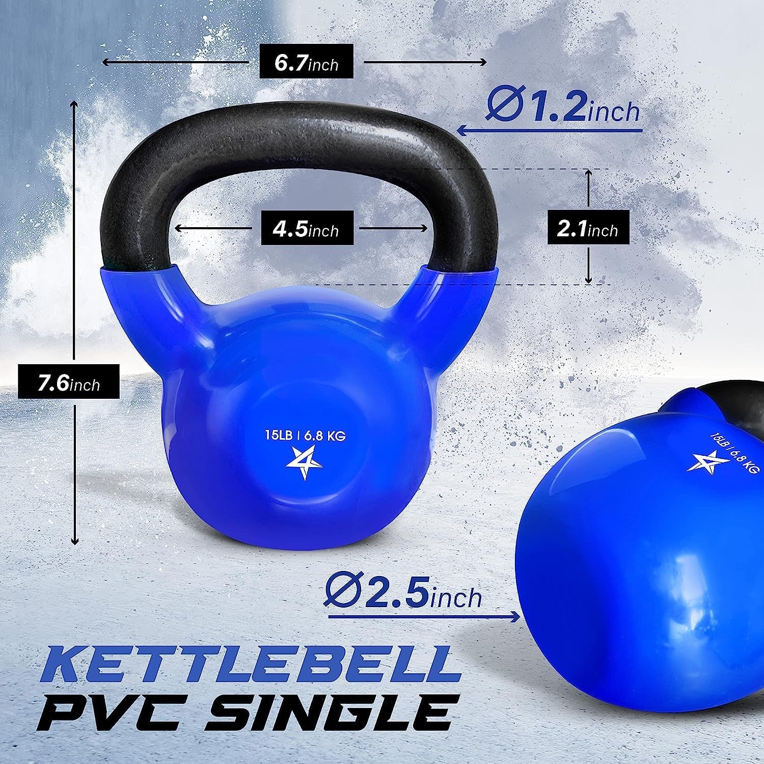 Vinyl-Coated Cast Iron Kettlebell – Ideal for Full Body Workouts, Strength Training & Grip Exercises, PVC
