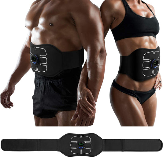 Portable Abdominal Toning Belt - ABS Stimulator & Ab Machine for Home and Office Fitness - Black