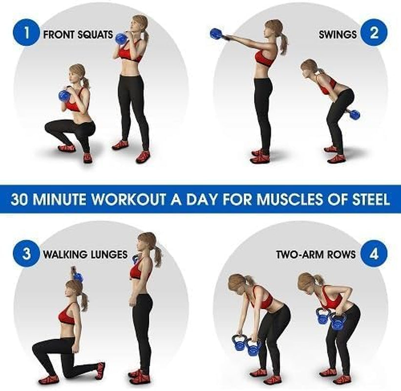 Vinyl-Coated Cast Iron Kettlebell – Ideal for Full Body Workouts, Strength Training & Grip Exercises, PVC