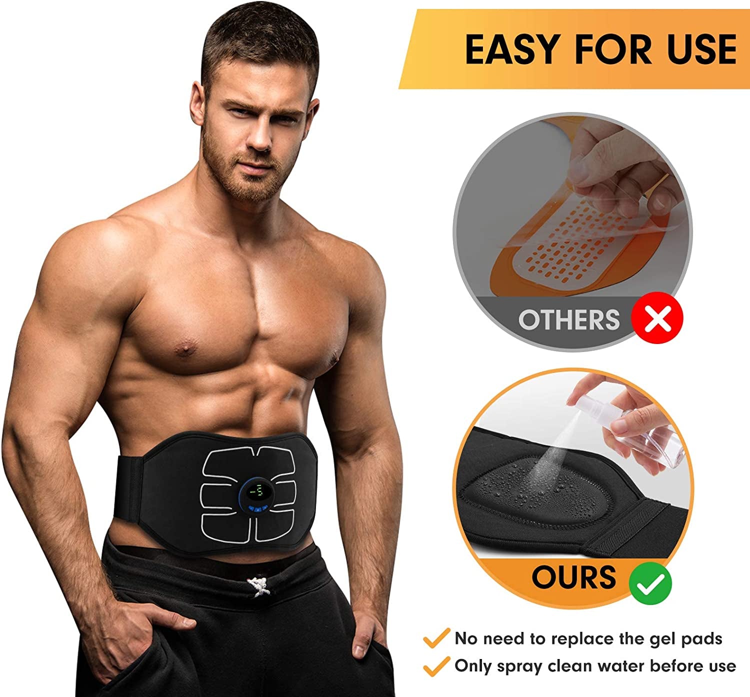 Portable Abdominal Toning Belt - ABS Stimulator & Ab Machine for Home and Office Fitness - Black