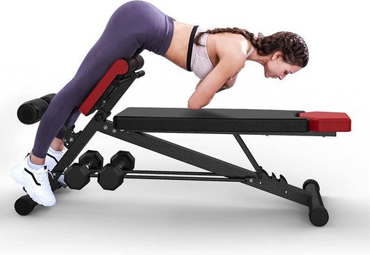  All-in-One Multi-Functional Workout Bench - Versatile Gym Equipment for Sit-ups, Decline, Flat Bench, and Hyper Back Extensions