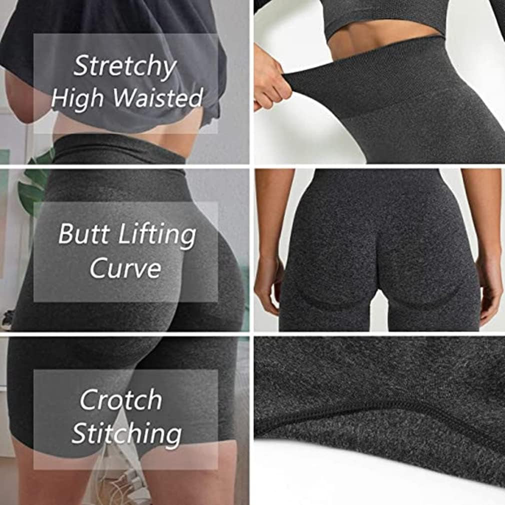 Women's 3-Piece High Waist Workout Shorts Set: Butt Lifting, Tummy Control, Ruched Booty Yoga Shorts