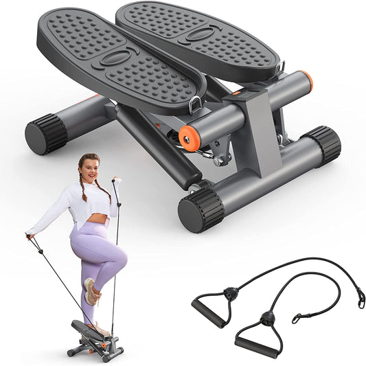 Mini Stepper: Exercise Stair with Resistance Bands, 300LBS Capacity & LCD Monitor