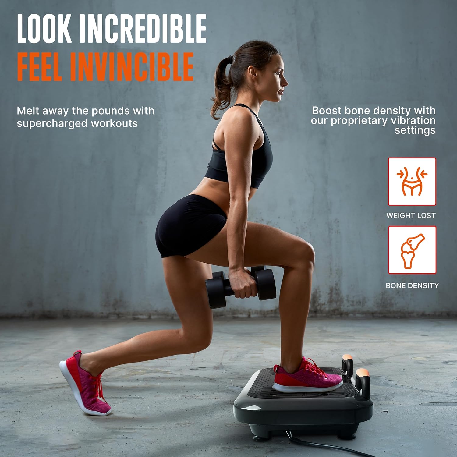 Vibration Plate Set for Pain Relief & Weight Loss - Includes Resistance Bands & Pilates Rod