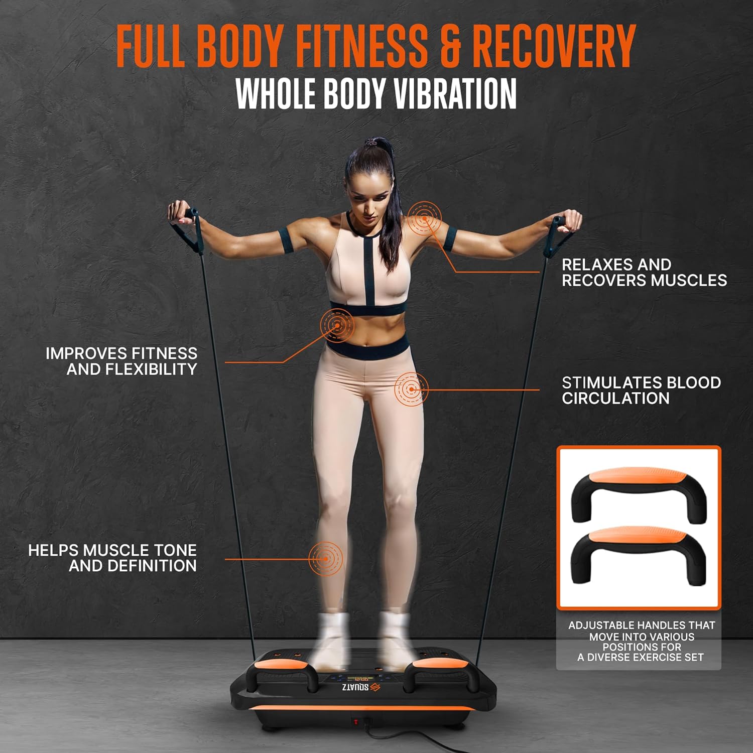 Vibration Plate Set for Pain Relief & Weight Loss - Includes Resistance Bands & Pilates Rod