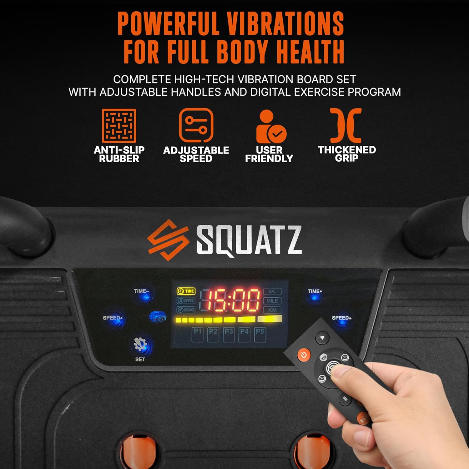 Vibration Plate Set for Pain Relief & Weight Loss - Includes Resistance Bands & Pilates Rod