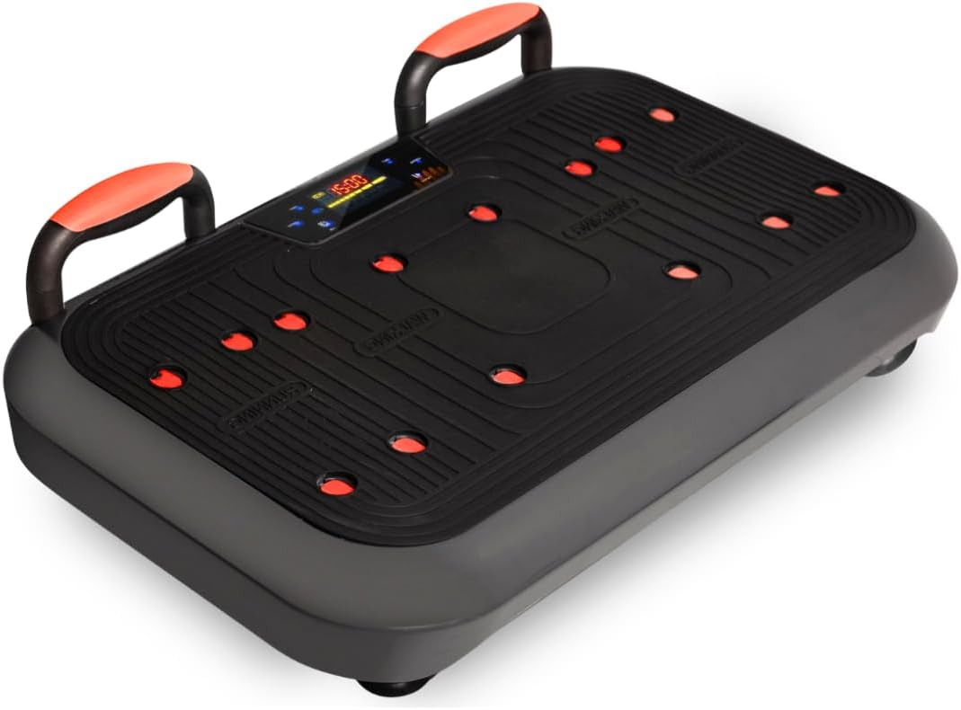 Vibration Plate Set for Pain Relief & Weight Loss - Includes Resistance Bands & Pilates Rod