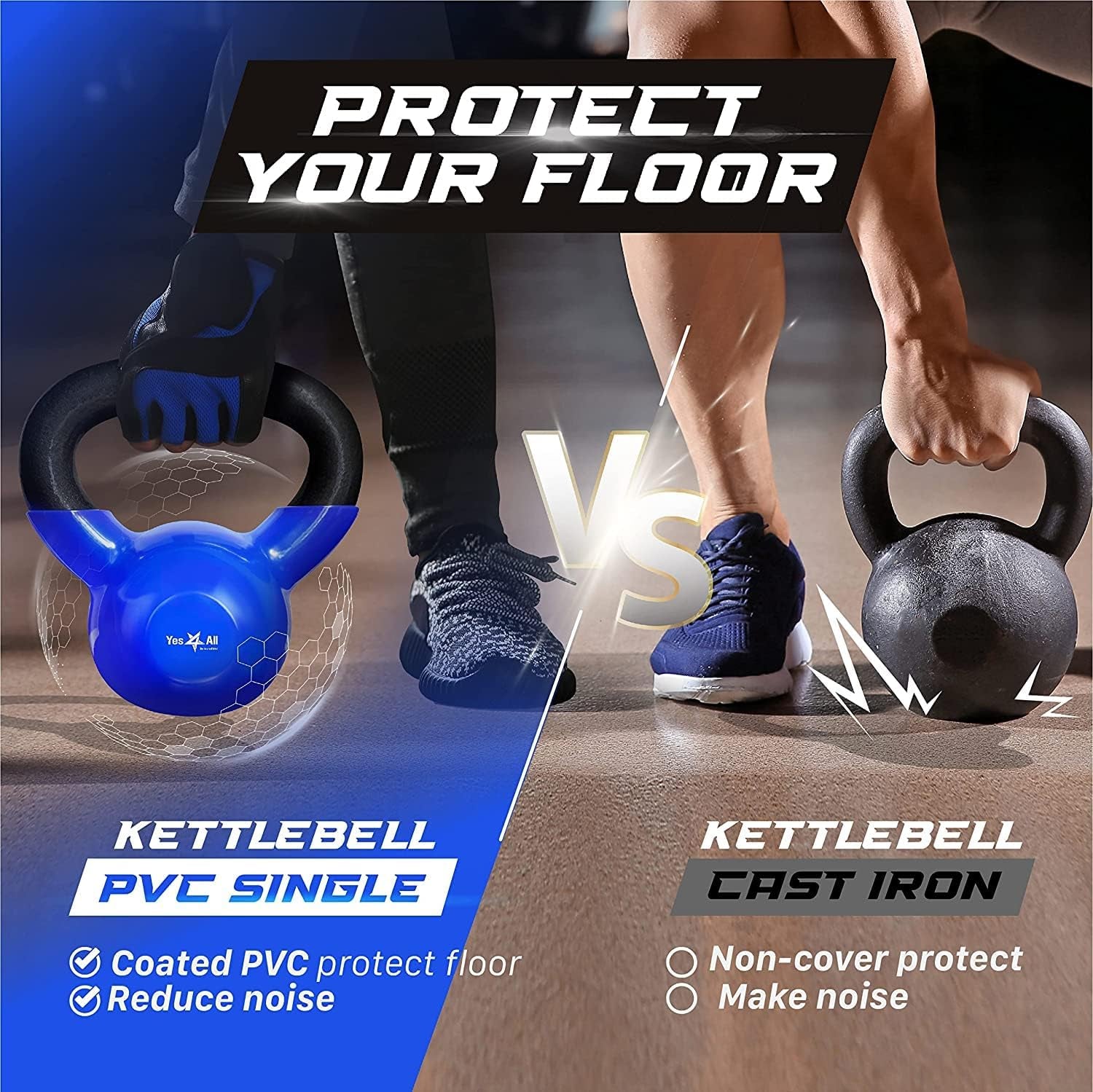 Vinyl-Coated Cast Iron Kettlebell – Ideal for Full Body Workouts, Strength Training & Grip Exercises, PVC