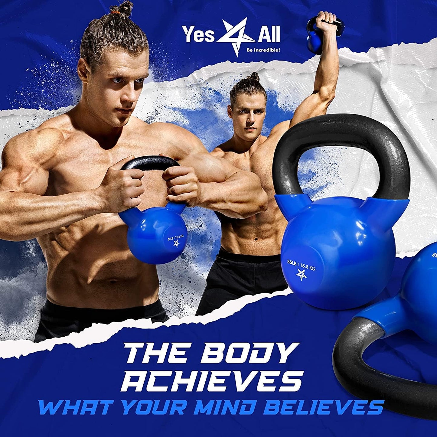 Vinyl-Coated Cast Iron Kettlebell – Ideal for Full Body Workouts, Strength Training & Grip Exercises, PVC