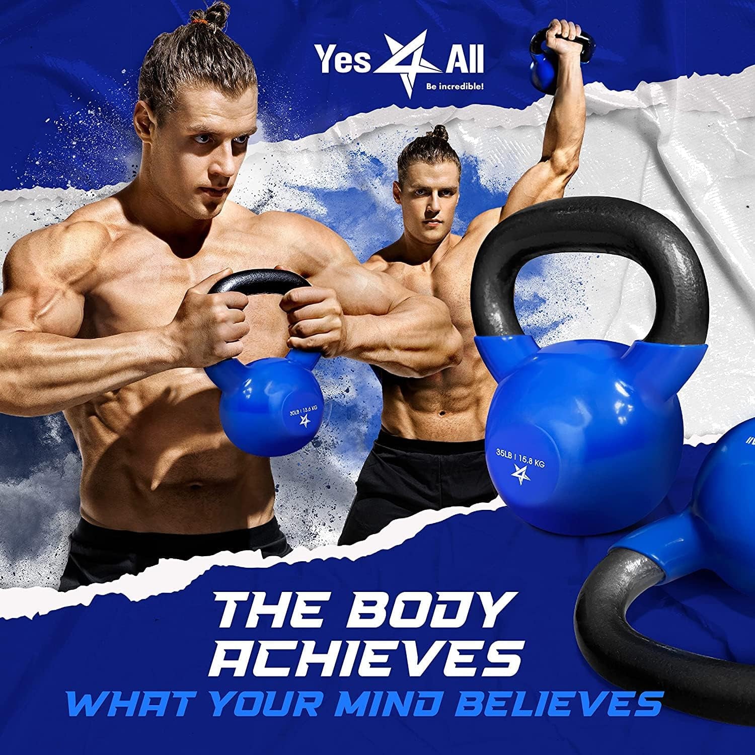 Vinyl-Coated Cast Iron Kettlebell – Ideal for Full Body Workouts, Strength Training & Grip Exercises, PVC